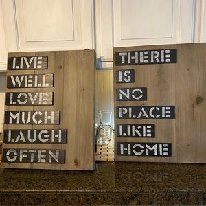 Two 15 x 19 rustic gray wall decor signs